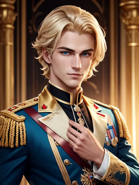 Nikolai has golden hair, shaved on one side and styled on the other, golden eyes and slightly crooked nose, he has a beautiful face, "outlined by the features of a fairy-tale prince". He is described as extremely charming and handsome.