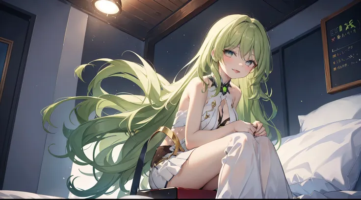 1 girl，best quality, tmasterpiece, long green hair, beautiful,detailed eyes, hd, extremely detailed, visually inspect the audien...