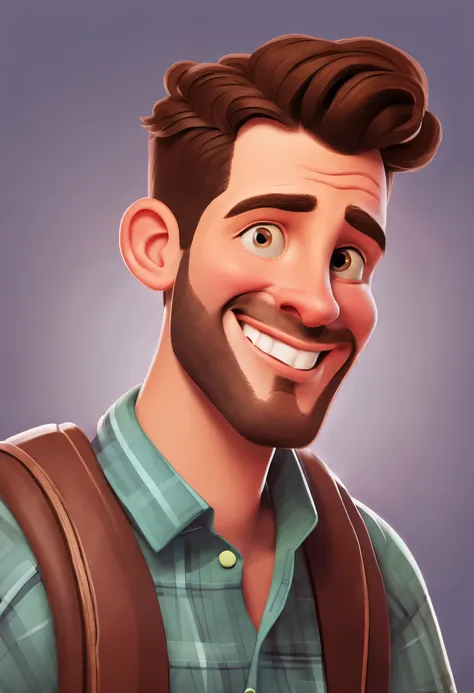 male cartoon portrait, pixar style