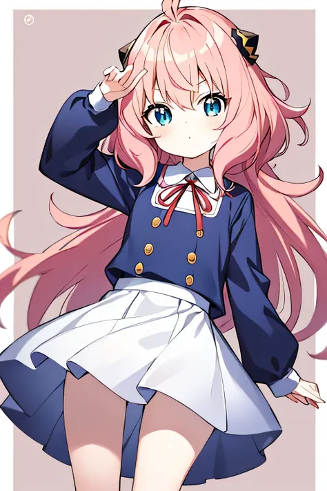 Anime, Anime style, Tachi-e, One-person viewpoint, Best Quality, high details, Textured skin, Super Detail, masutepiece, nffsw, ccurate, 8K, Idade: 年轻、Probably about 6 years old。
Hair color and style: With pink hair、short and curly。
Eye color: Big blue eye...