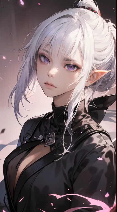 ((best quality)), ((masterpiece)), (detailed), perfect face, a woman dark elf who is a chaos knight, (design by yoshitaka amano:...