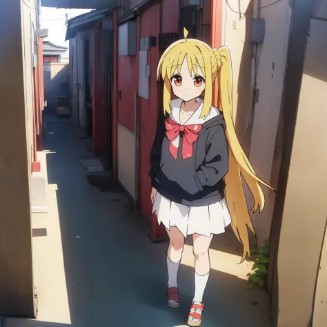 1girl, nijika ijichi living in poverty, full body, anime style