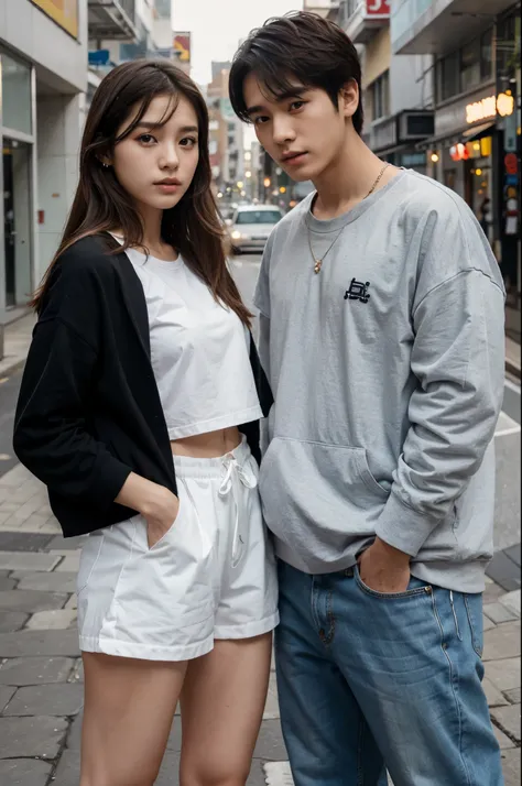 hombre y mujer juntos con ropa delicados ulzzang