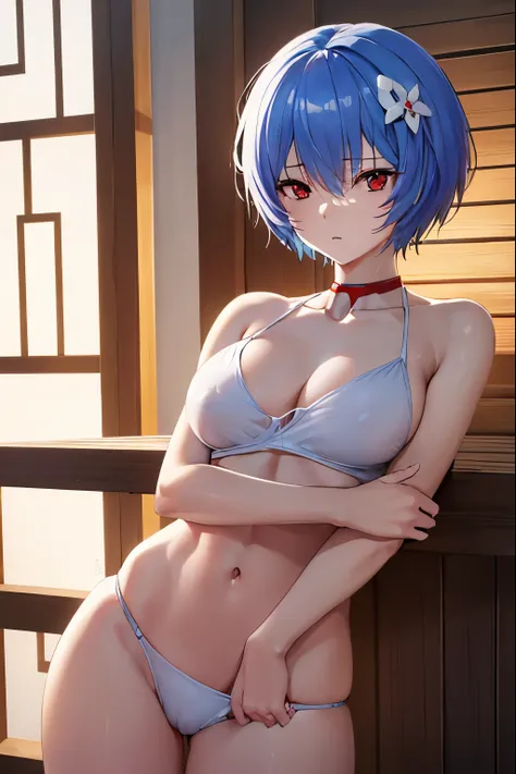 reiayanami, Rei Ayanami, Blue hair, Short hair, (Red Eyes:1.5), 独奏、ONE GIRL BREAK (masutepiece:1.2), Best Quality, High resolution, Unity 8k壁纸, (Illustration:0.8), (Beautiful detailed eyes:1.6), extra detailed face, Perfect Lighting, extremely details CG, ...