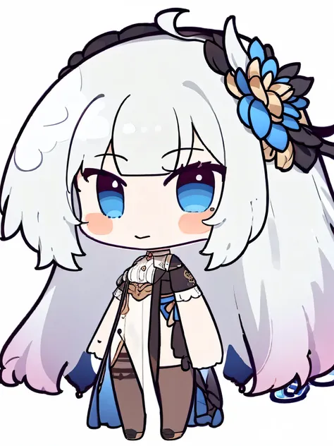 chibi, big face, white hair, blue eyes, cute, blush, short hair, only face,