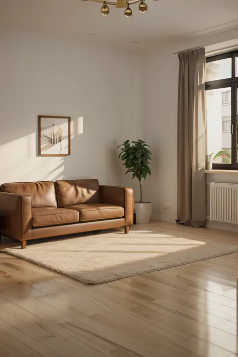 Living room interior, wall mockup, 3d render