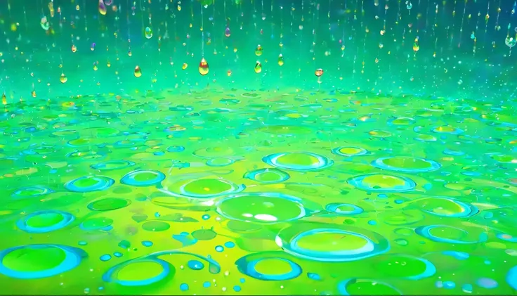 an abstract shot of water droplets on a vibrating surface, with multiple droplets creating unique and unpredictable patterns, showcasing the chaos and beauty that arises from the influence of vibration on water