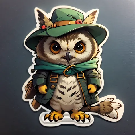 cute cartoon sticker of an owl dressed as a wizrd