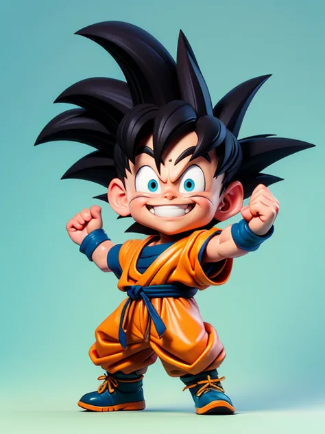 1 man, solo, son goku with both arms up, genkidama, simple background, akira toriyama style, dragon ball. sticker, gran calidad,...