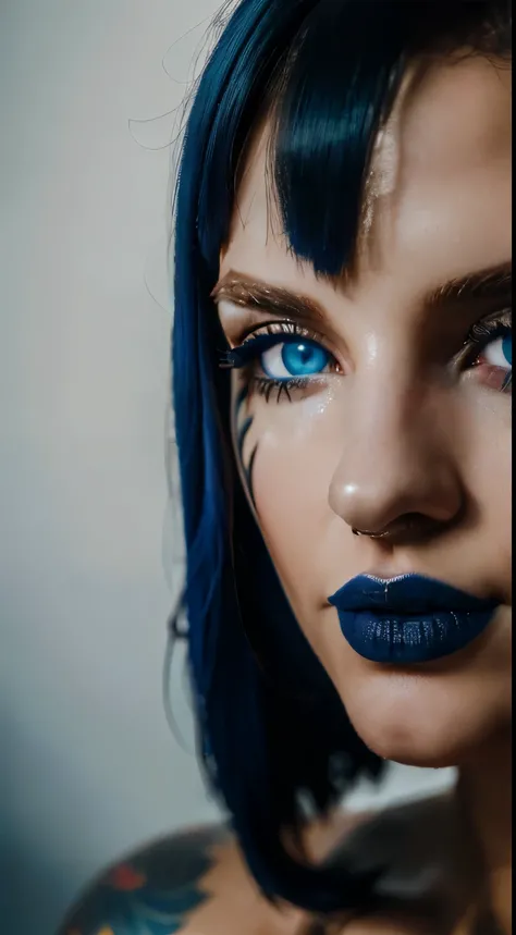 (best quality,4k,8k,highres,masterpiece:1.2),ultra-detailed,(realistic,photorealistic,photo-realistic:1.37), full figure , tattoos, porcelain skin, dark blue hair, dark blue eyes, dark blue lips, Dutch dishes decorations, full figure, vivid colors, studio ...