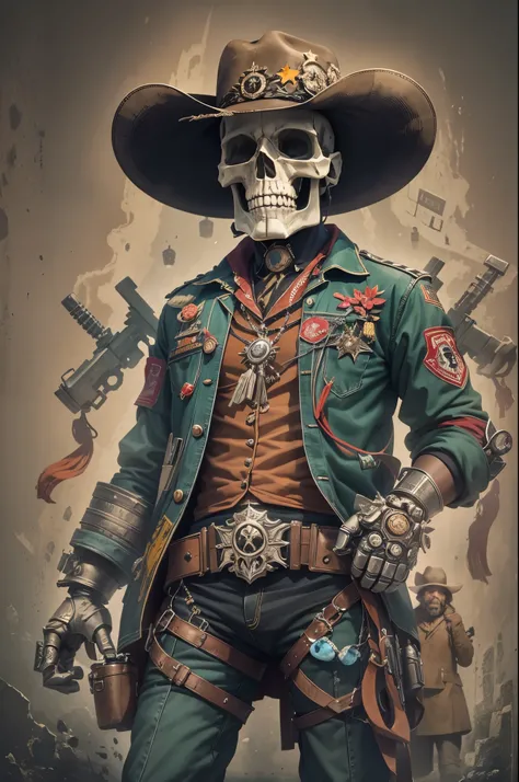 Skull Robot cowboy Sheriff