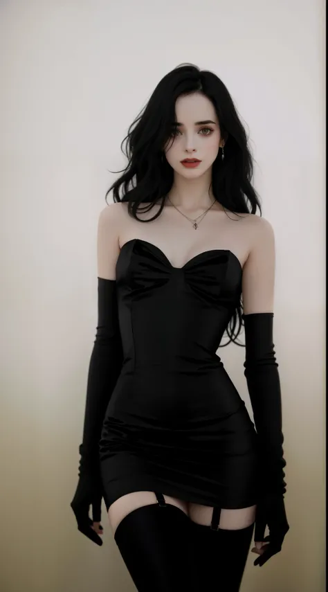 Un primer plano de una mujer con un vestido negro y guantes, with Pale skin, pale goth beauty, Ella es la reina de las rosas negras, very beautiful goth top model, Pale skin!, Ella lleva un vestido negro, vestido oscuro, wearing a gothic dress, Pale skin, ...