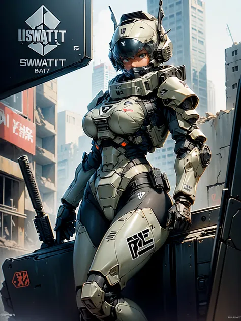 (masterpiece,extremely detailed, a heavy mech, hard surface),(concept art:1.3),(Armored Core Style:1.0),(A woman patrolling in SWAT team&#39;s robot armor),(((tactical heavy equipment:1.4))),(((Black body:1.5))),(((The armor has the SWAT logo on it.:1.4)))...