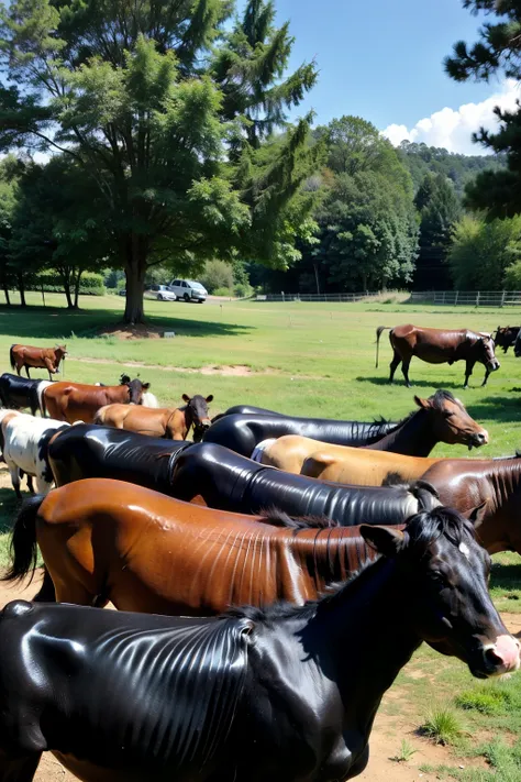 ((Best quality at best)), ((tmasterpiece)),A herd of angus cattle in the pasture