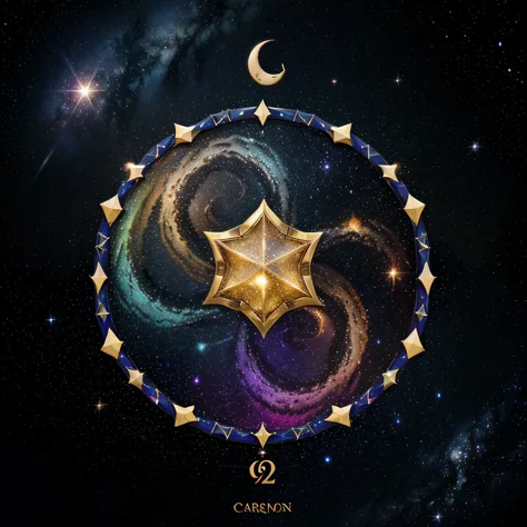 Capricorn shape stars, front view, zodiac sign, A colorful galaxy with a swirl of light and stars, zodiac sign capricorn stars