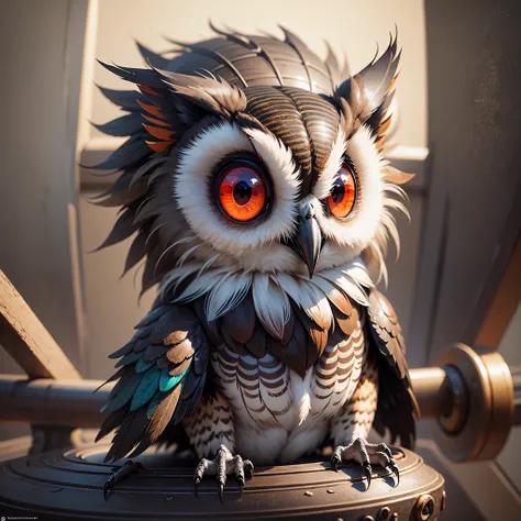 Mechanical owl with red eyes --auto --s2