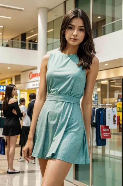 best quality, masterpiece, ultra high resolution (photorealistic: 1.4), girl, short dress (in shopping mall), looking at viewer,...