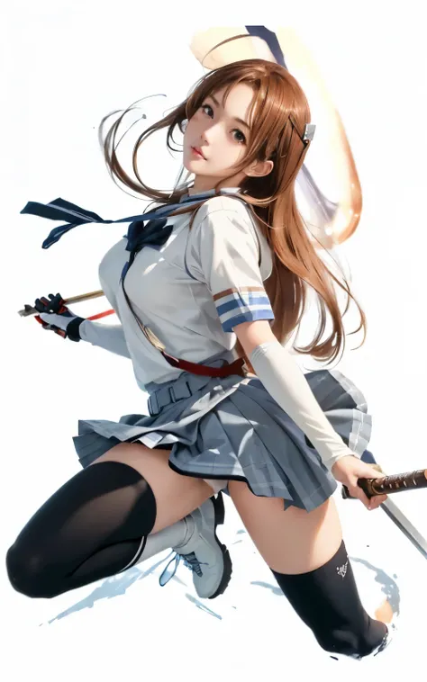 a close up of a woman in a uniform holding a sword, anime cover, a hyperrealistic schoolgirl, marin kitagawa fanart, clean detailed anime art, asuna yuuki, seductive anime girl, beautiful anime high school girl, extremely detailed artgerm, ilya kuvshinov w...