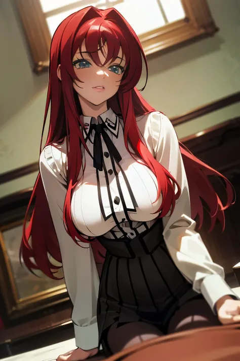 (masterpiece:1.2, high quality:1.2), (solo:1.2), (1girl:1.2), (pixiv:1.4), (rias gremory), indifferent, (glare:0.8), crimson red...