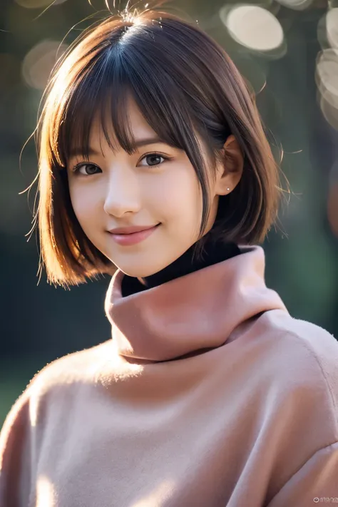 1girl in, (Red Turtleneck, Wearing a pink coat:1.2), (Raw photo, Best Quality), (Realistic, Photorealsitic:1.4), masutepiece, Extremely delicate and beautiful, Extremely detailed, 2k wallpaper, amazing, finely detail, the Extremely Detailed CG Unity 8K Wal...