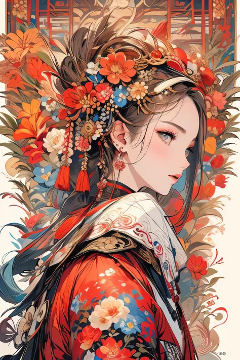 (​masterpiece、top-quality、top-quality、Official art、Beautifully Aesthetic:1.4)、Painterly、sketch、Texture、超A high resolution、独奏、Beautuful Women、A highly detailed、(Fractal Art:1.1)、(colourfull:1.1)(florals:1.6)、The most detailed、(Zentangle:1.2)、(Dynamic Poses)...