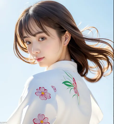 ((Whole human body))、((Graceful behavior))、((japanese painting))、(Beautiful Japan hair)、(Beautiful kimono back collar)、(Japan sex appeal)、(Japan kimono)、 Sunshine, Clear face, Clean white background, ​masterpiece, super detailing, Magnificent composition, ...