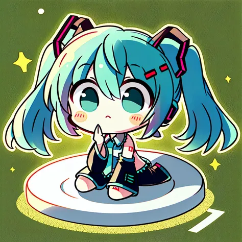 chibi,hatsune miku,full-body,On your stomach