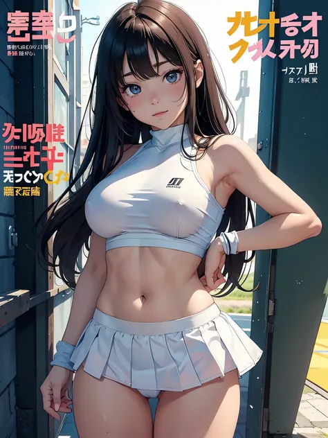 (Superflat, Flat Shading, flat-colors:1.1)、(Magazine Cover)、Illustrations、(One Asian boyish girl)、(cute little:1.2)、very beautiful 20 year old cartoon girl、Great smile、cheeks are reddened、(High Detail Skin: 1.2)、photorealistic anime girl render、realistic a...