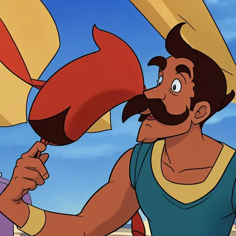 male Vincenzo &#39;Vinny&#39; Santorini from the cartoon, with a large mustache and a hooked nose