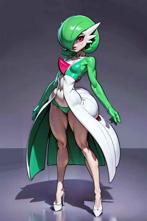 ((full body view)), (Best quality, 8k, 32k, Masterpiece, UHD:1.2),, masterpiece, best_quality, 1girl, ( dress), solo, (gardevoir), creatures (company), game freak, nintendo, pokemon, pokemon (game), bangs, colored skin, female focus, gen pokemon, green hai...