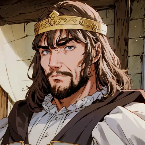 A muscular farmer man with a crown, portrait hd