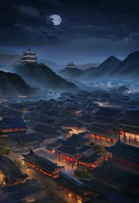 Night view of the old city，Chinese Big Breasts