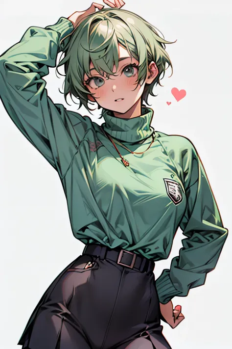 solo, 1girl, yamagishi fuuka,  gekkoukan high school uniform, turtleneck sweater,