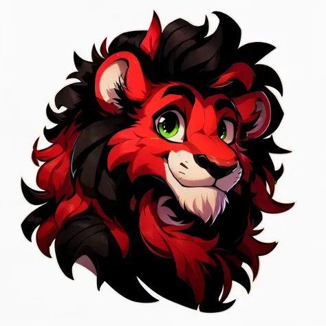 a close up of a cartoon lions face with green eyes, commission for high res, furry character portrait, fursona furry art commission, disney stylized furry, fluffy mane, fire lion, third lion head, furry art!!!, crimson fire head, fursona commission, concep...