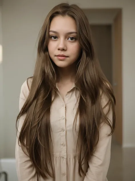 young girl long brown hair