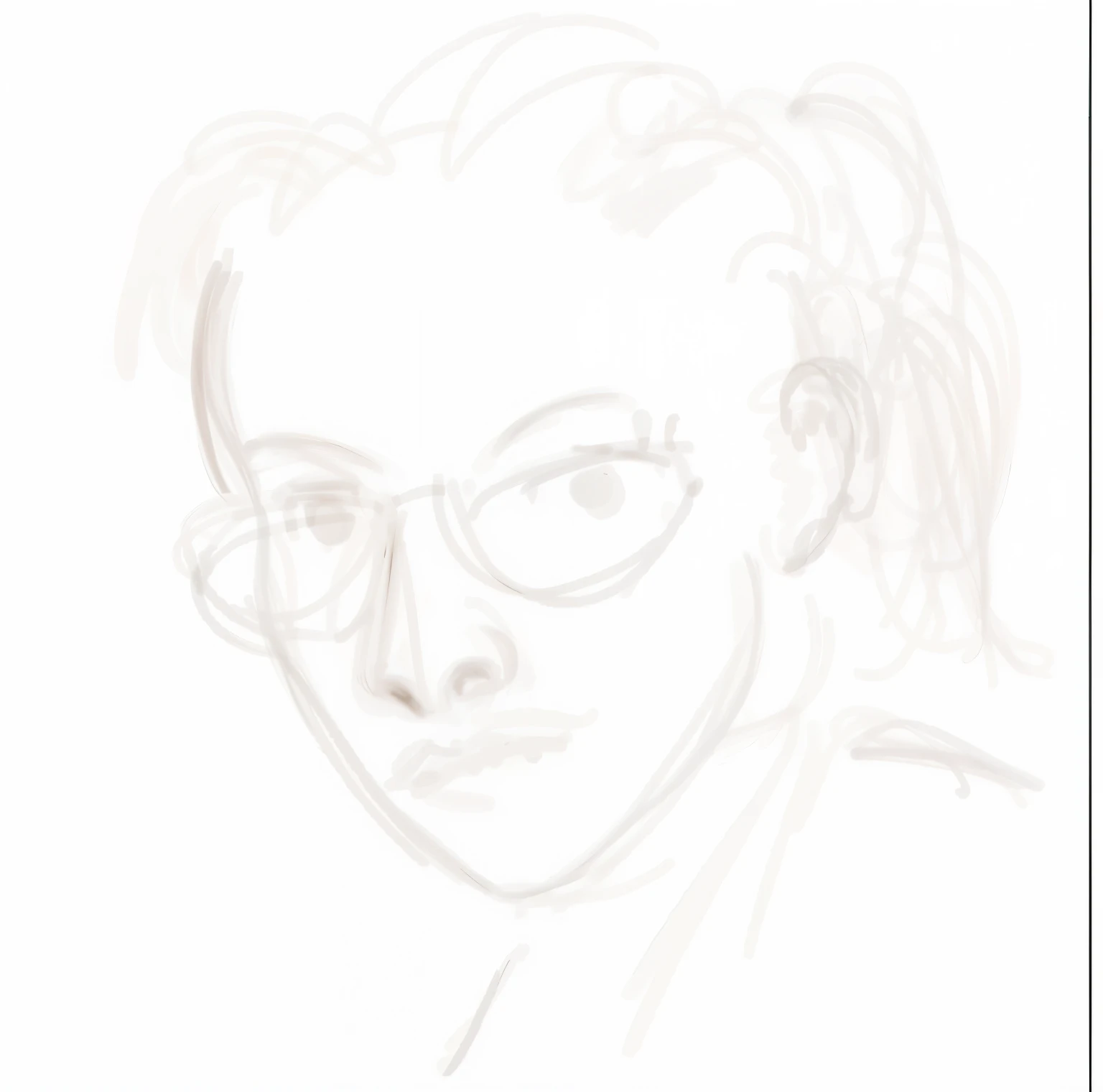 a close up of a drawing of a person with glasses, sketch of a bengali face, face sketch, 3 / 4 view portrait, face line drawing, half-body portrait, portrait c 12.0, loosely drawn, portrait c 1 2. 0, line sketch, digitally draw on wacom tablet, facial port...