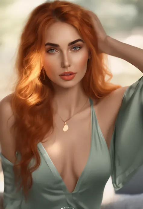 selfie, 20yo Women, (Masterpiece: 1.4), (8K, Real, Raw Photo, Best Quality: 1.7), spanish Person, (1 Girl), Beautiful Face, (Real Face: 1.8), (orange Hair, Long Hair: 1.3), Hairstyle, Realistic green Eyes, Beautiful Detail Eyes, (Real Skin: 1.8), Beautiful...