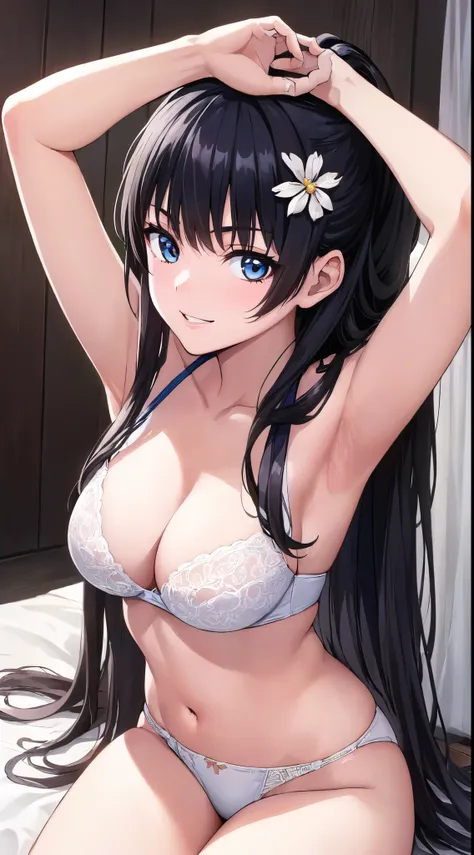 (perfect hands, perfect anatomy:1.4), satin ruiko, (hairstyle is a hime-cut:1.5),(black hair:1.4), blue eyes,(a dark-haired:1.4)...