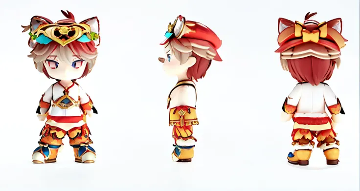 Three figures wearing Han costumes and dancing lions, Character art of Maple Leaf Story, merged character, new costume concept design, character  design for animation, game character  design, Inspired by Puhua, high quality character  design, Inspired by J...