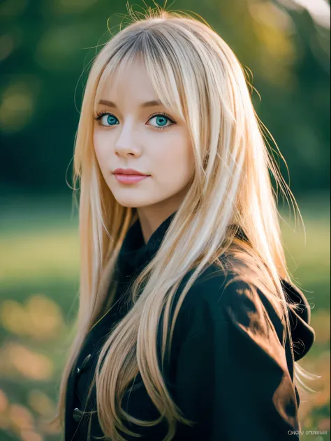 (the Extremely Detailed CG Unity 8K Wallpapers,masutepiece, Best Quality, Ultra-detailed),(Best Illumination, Best Shadow, extremely delicate and beautiful),floating,High color saturation,Blonde hair+Blue eyes:1.2,Dark Gothic landscape, Long hair, Gaze int...