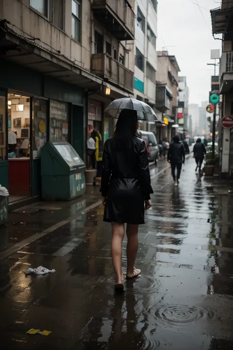 Slum Mind. No people in the image, a depressing, dystopian place with trash and rain in the streets. Looks like the feeling of being lost.