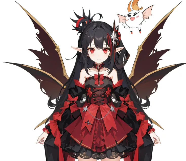 Anime girl with red eyes, black wings and red skirt, Demon anime girl, Mika Kurai Devil, full body adoptable, succubi, beautiful elegant demon queen, infernal nymph!!!, thedemongirl, beautiful succubi, Cute anime waifu wearing nice clothes, succubi | medie...