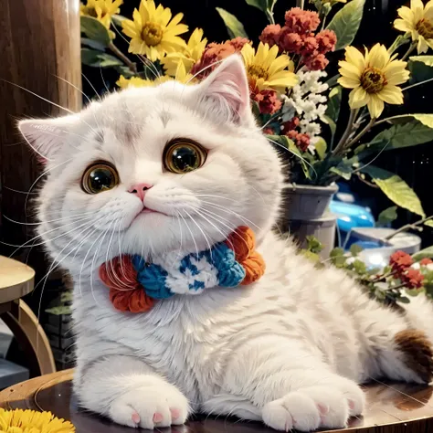 Cute cat, flower