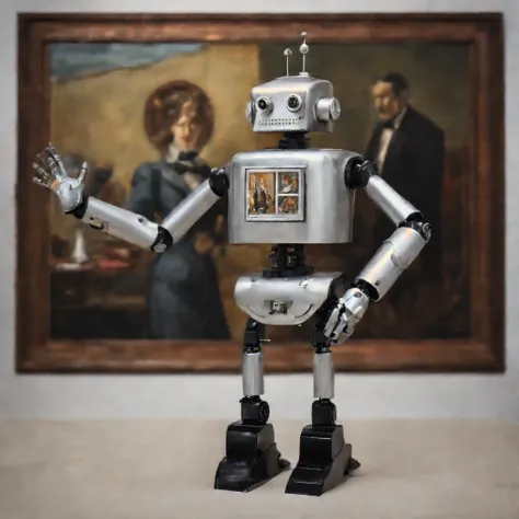 masterpiece, portrait, Robot wearing butlers clothes, striking pose