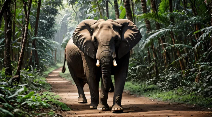 an elephant walking in the jungle，hyper hd，4k