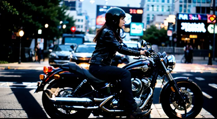 A woman riding a motorbike