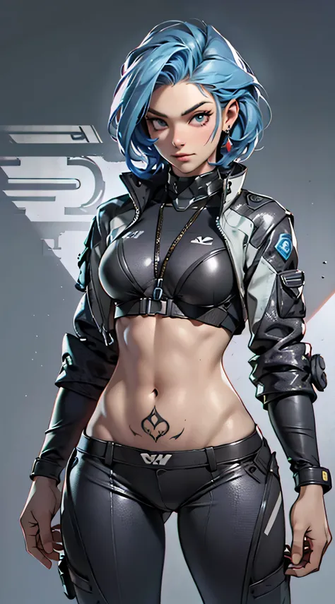 11:23(((Best quality at best: 1.4))),(Unbeatable masterpiece), (hyper HD),(Hyper-realistic 8k CG)、（a manual），（One hand crossed at waist），（lightblue hair） ((( body))), (((1 girl in))), 25-year-old American soldier with perfect body,,Beautiful and well-groom...