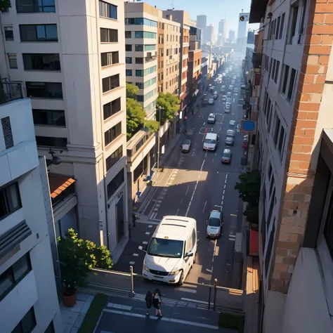 city view from above,,,lots of people on the street