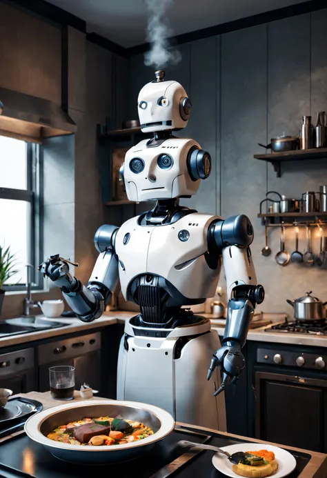 (Robot butler is cooking)