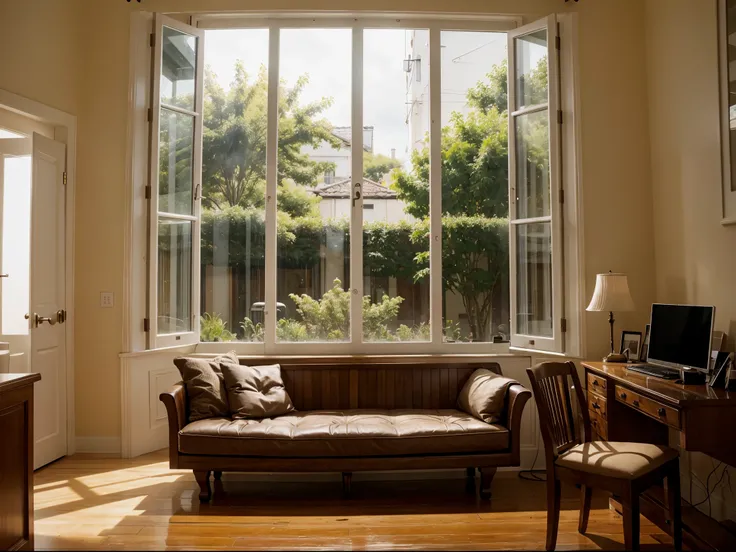 Cozy Reading Nook: A cozy corner with a book, a cup of tea, and a rain-soaked window in the background, creating a perfect setting for relaxation.